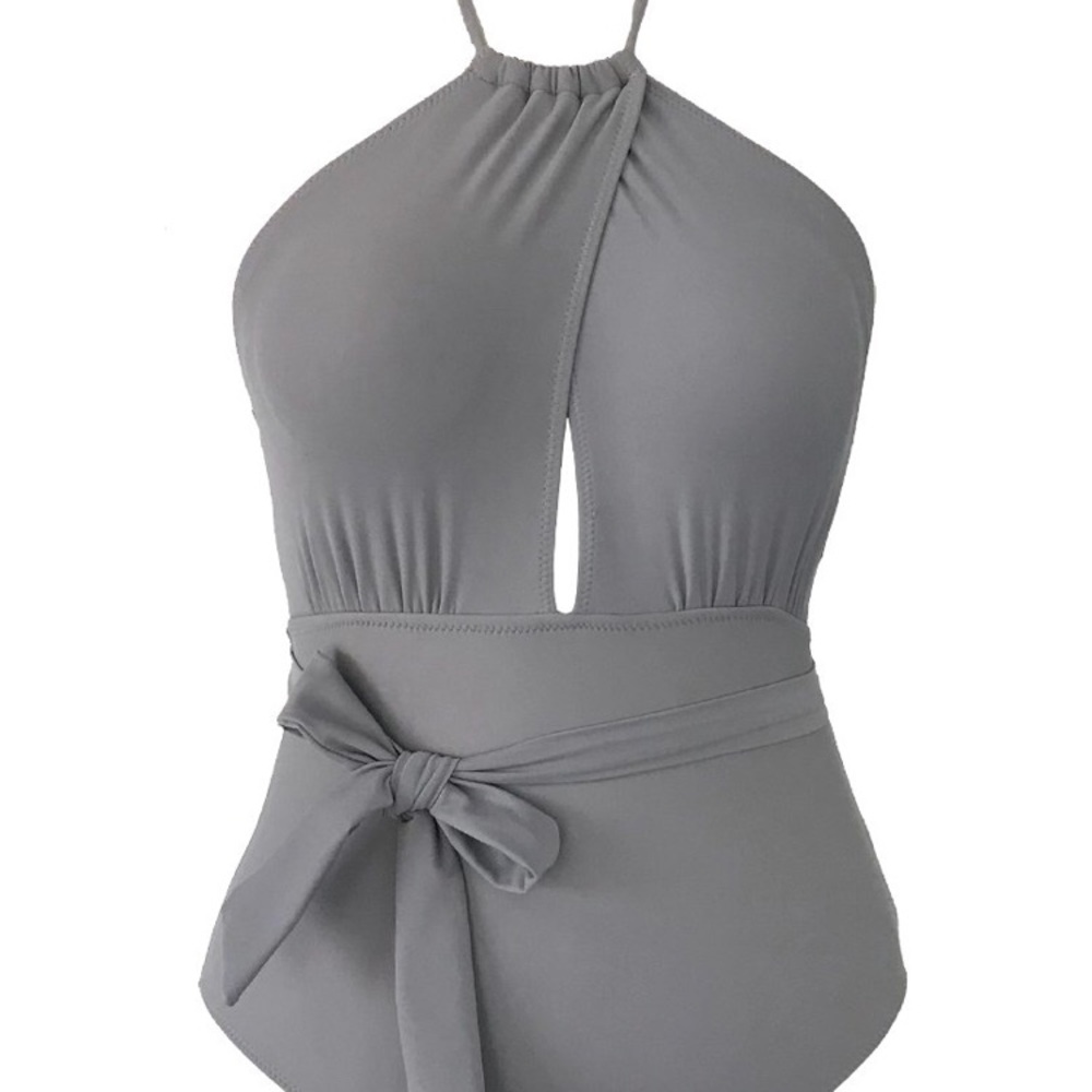 Halter style one piece swim suit